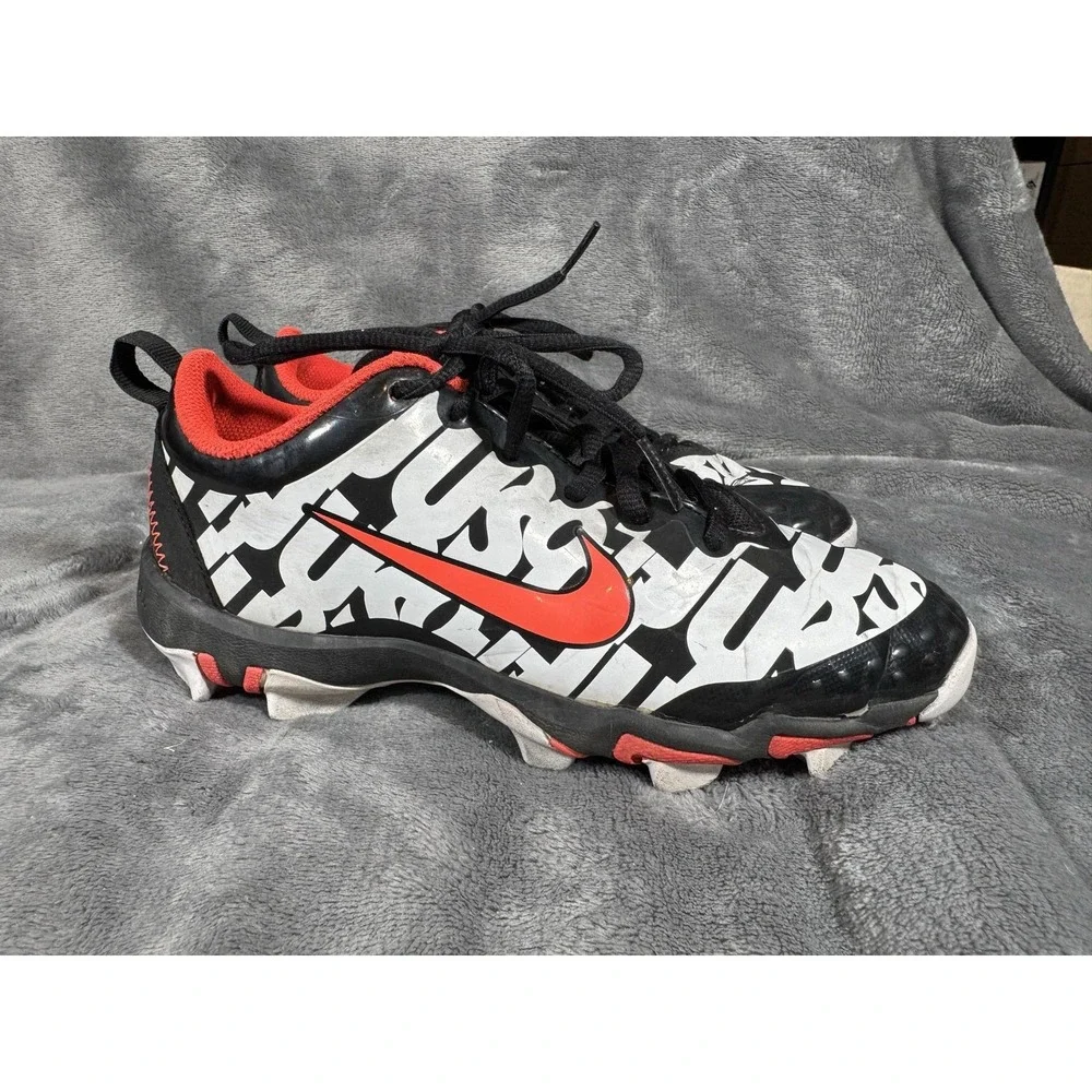 Nike Football Cleats Boys 3Y Youth Size 3 Black White Red Just Do It Fastflex